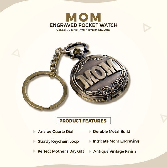 Mom Engraved Vintage Pocket Watch