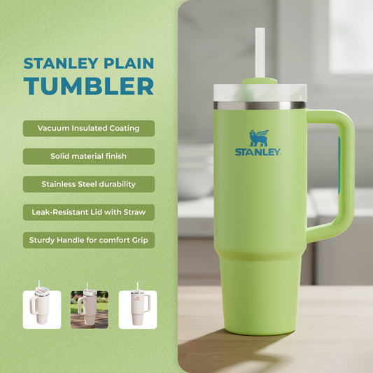 Stanley insulated tumbler with straw and leakproof lid closeup