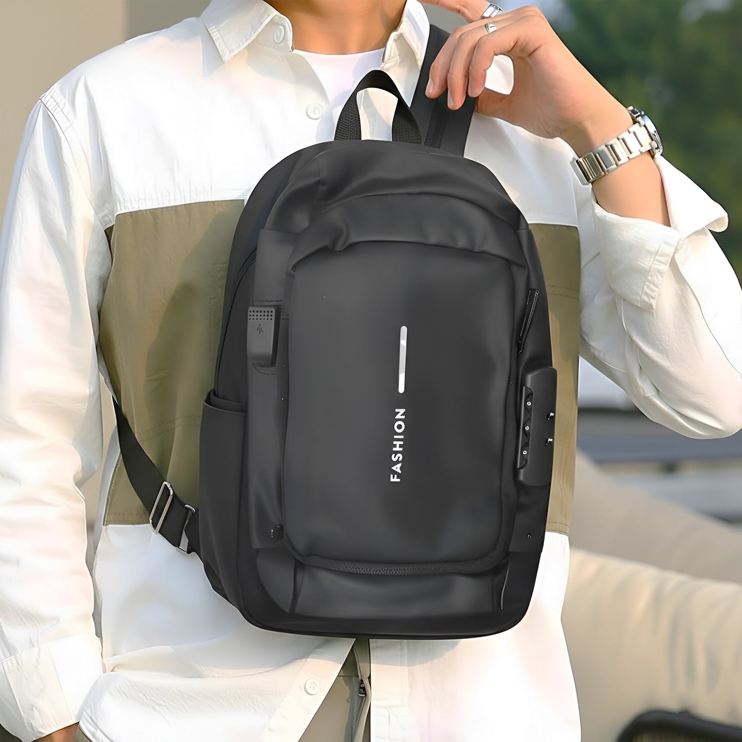 Fashion Anti-Theft Cross-Body Sling Bag for Men | USB Charging & Password Lock | Small Travel Water-Resistant Bag