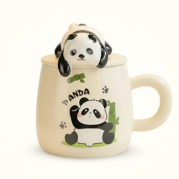 Sleeping Panda Cute Ceramic Cartoon Coffee Mug with Lid
