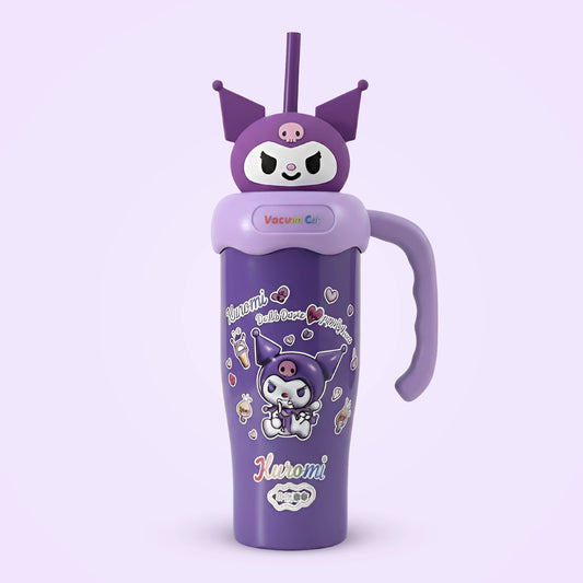 Cute Cartoon Character Hot-Cold Vacuum Insulated Tumbler | With Handle, Leak-Proof Lid and Straw | 1200 ml