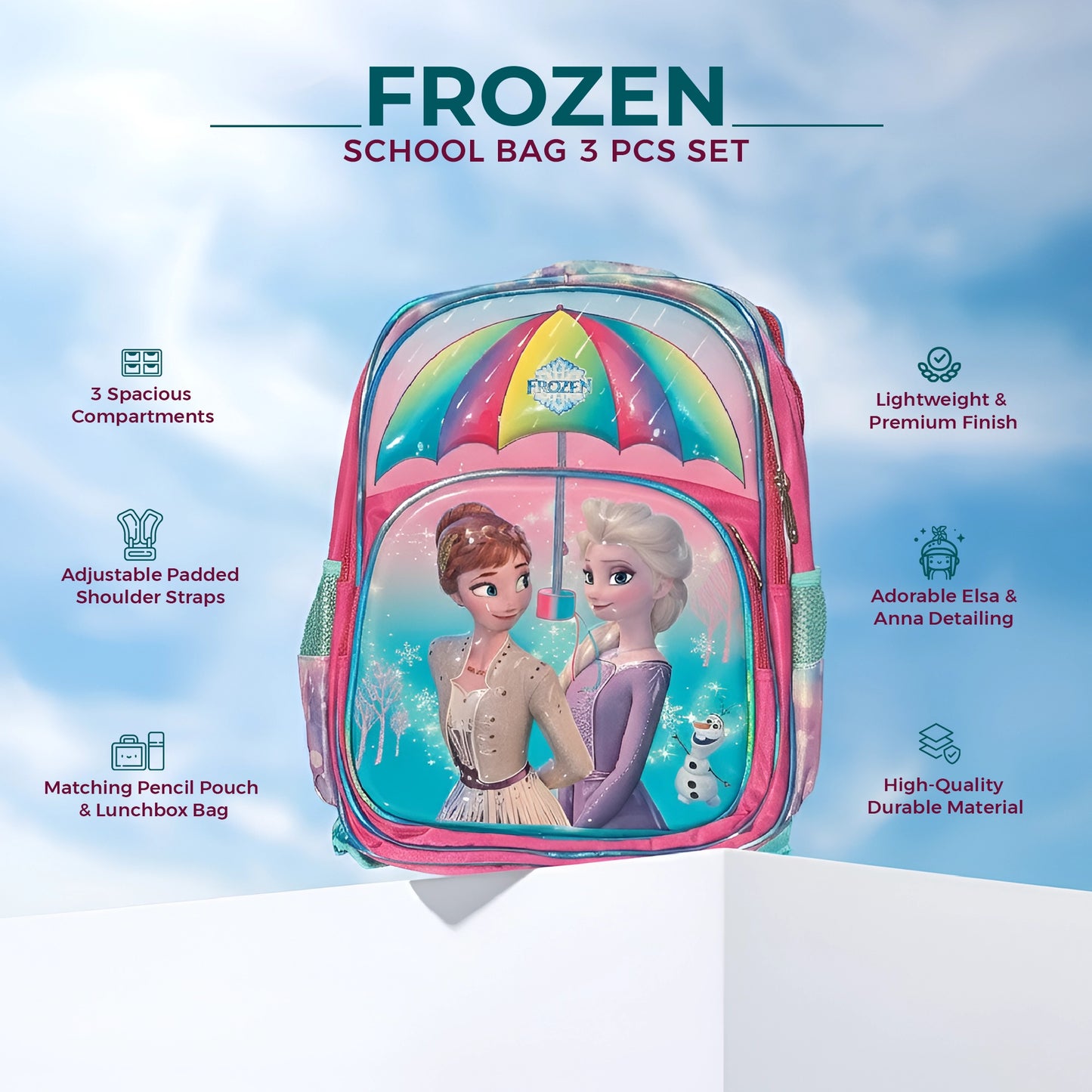 Disney Elsa Frozen School Bag | 3 Piece Set