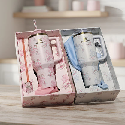 Stanley x LoveShackFancy Tumbler| With Leak-Resistant Lid and Straw| 1.18 Litres