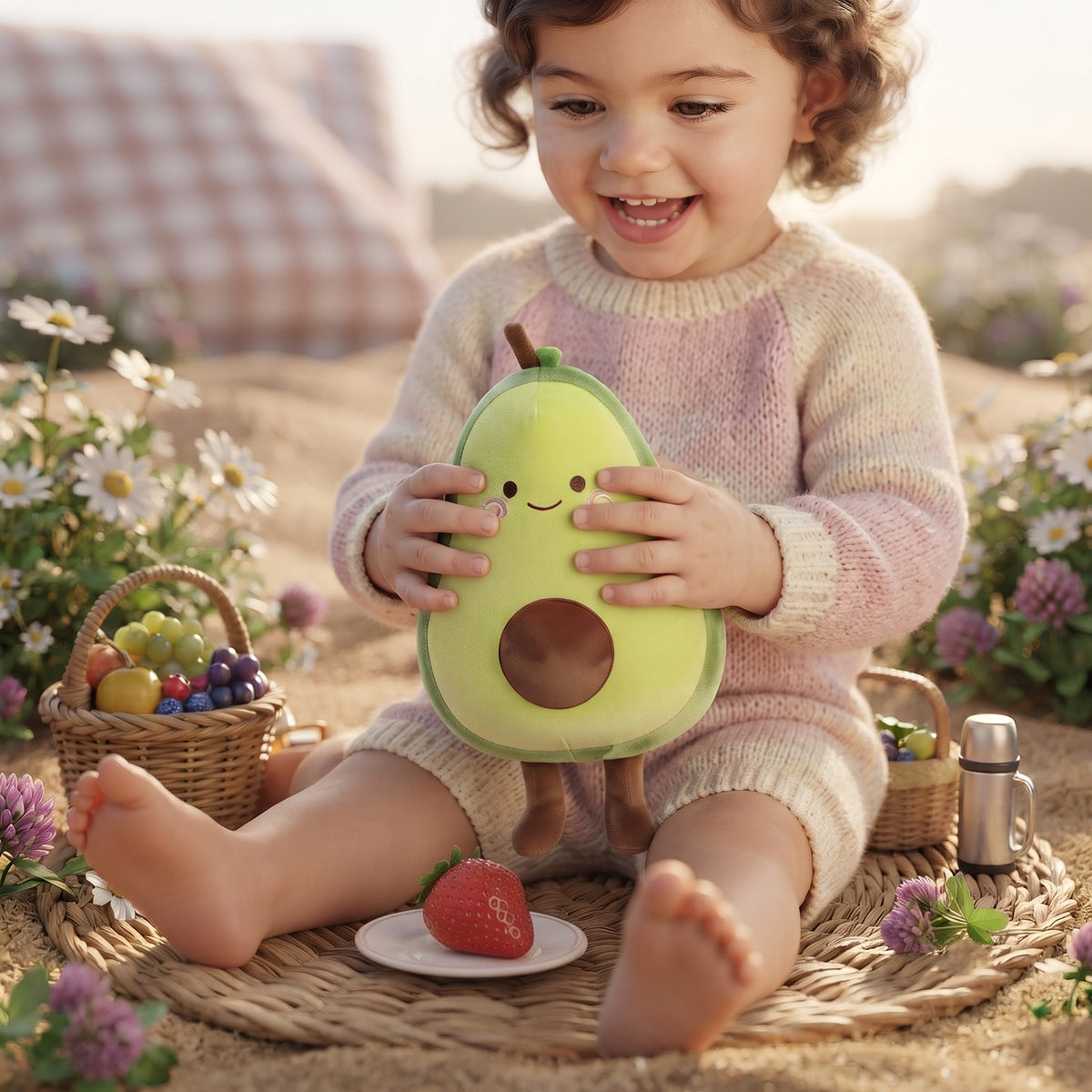 Cute Avocado Soft Toy for Kids and Gifting | 35 cm