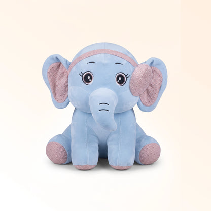 Blue Bow Elephant Soft Toy for Kids | 60 cm