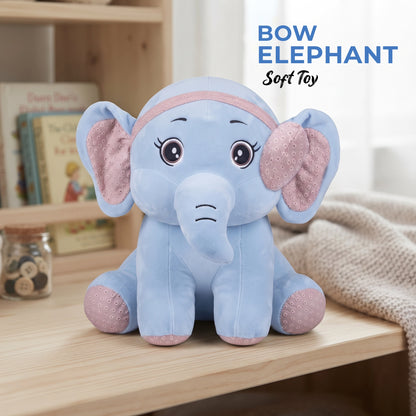 Blue Bow Elephant Soft Toy for Kids | 60 cm