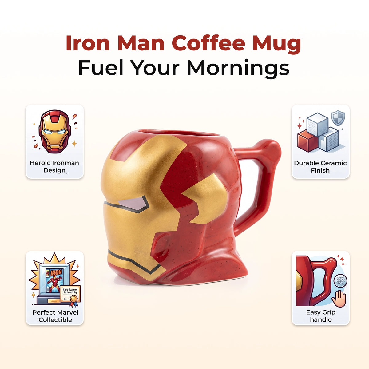 Marvel's Avengers 3-D Sculpted Iron Man Mug for Coffee, Tea
