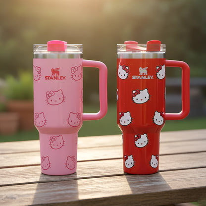 Stanley Cute Hello Kitty Tumbler | Vacuum Insulated | With Leak-Proof Lid and Reusable Straw |1.18 Litres