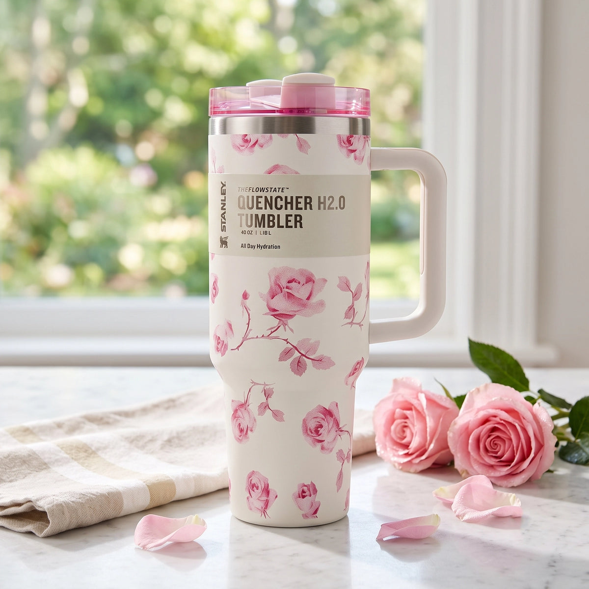 Stanley Floral Tumbler 40 Oz | Insulated Floral Print with Straw & Lid
