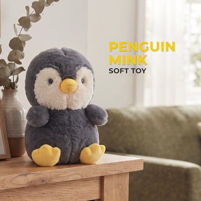 Penguin Mink Soft Toy with Yellow Beak and Feet | 25 cm