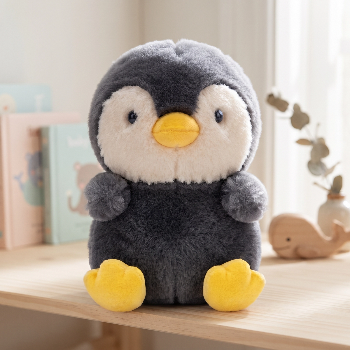 Penguin Mink Soft Toy with Yellow Beak and Feet | 25 cm