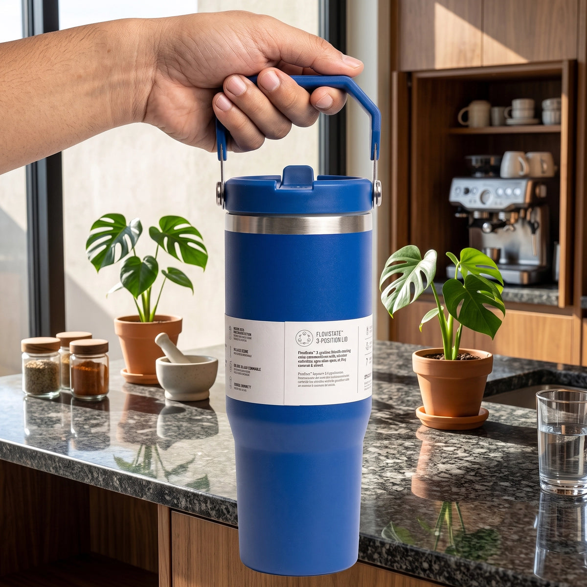 Stanley Classic Blue Tumbler 40 Oz | Vacuum Insulated | Stainless Steel | Handle, Lid & Straw