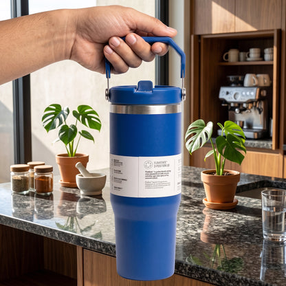 Stanley Classic Blue Tumbler 40 Oz | Vacuum Insulated | Stainless Steel | Handle, Lid & Straw
