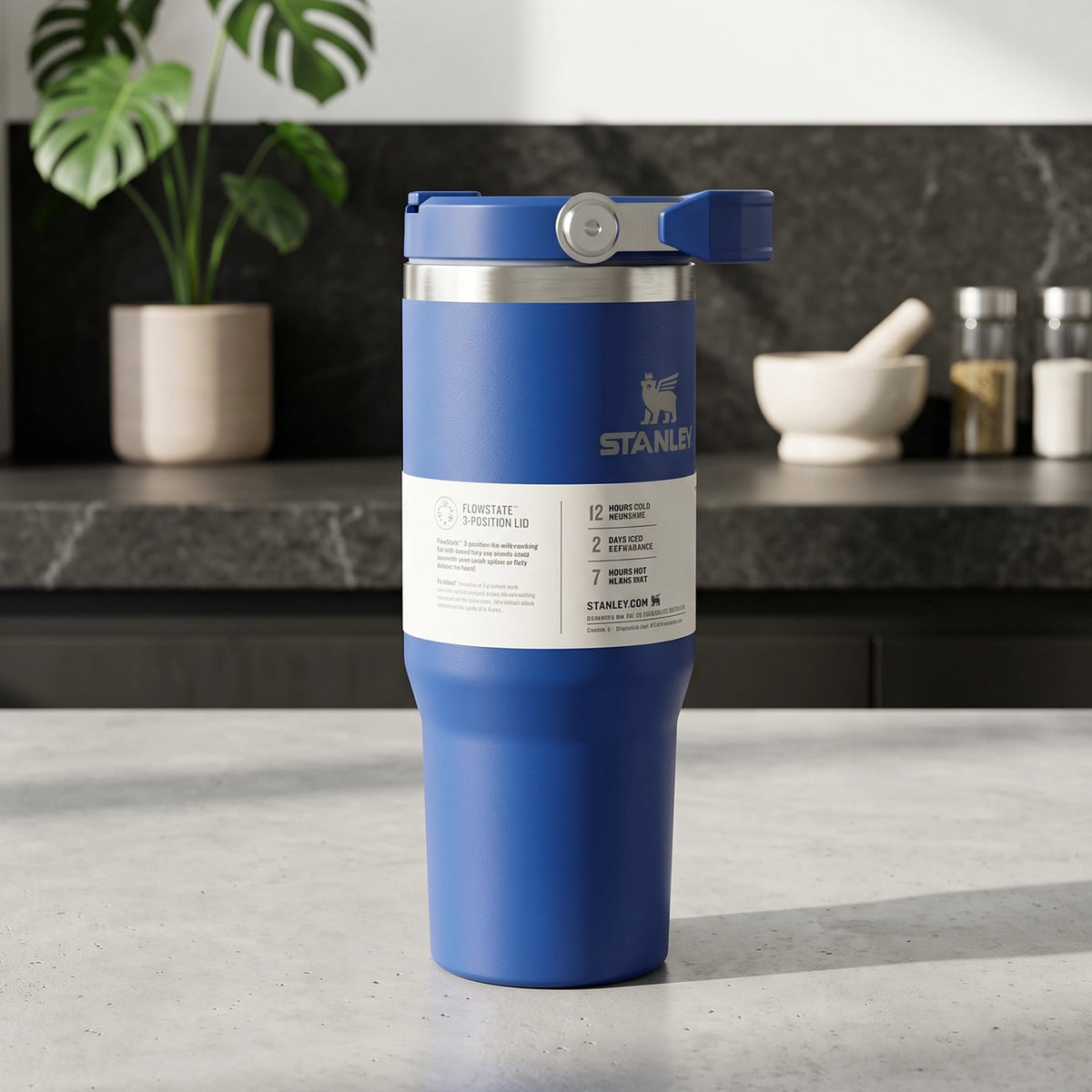 Stanley Classic Blue Tumbler 40 Oz | Vacuum Insulated | Stainless Steel | Handle, Lid & Straw