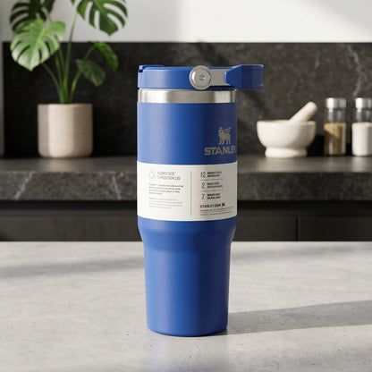 Stanley Classic Blue Tumbler 40 Oz | Vacuum Insulated | Stainless Steel | Handle, Lid & Straw