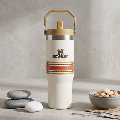 Stanley Striped Tumbler 40 Oz | Stainless Steel | Insulated Design | With Handle, Lid & Reusable Straw