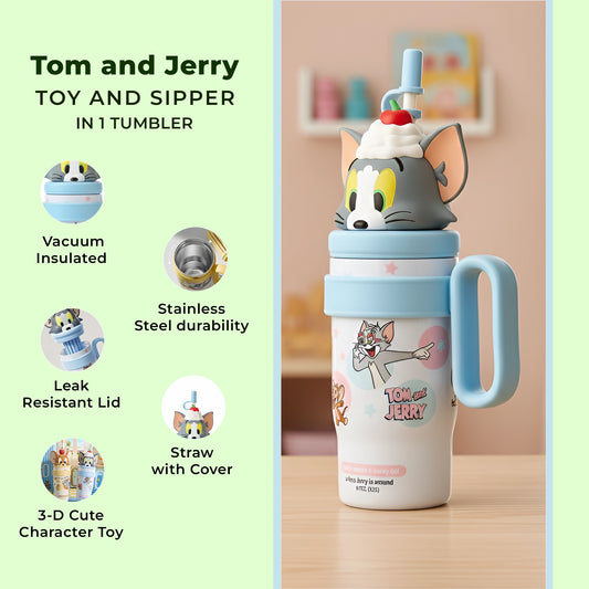 Tom and Jerry Cartoon Tumbler| Stainless Steel Vacuum Insulated| 800 ml