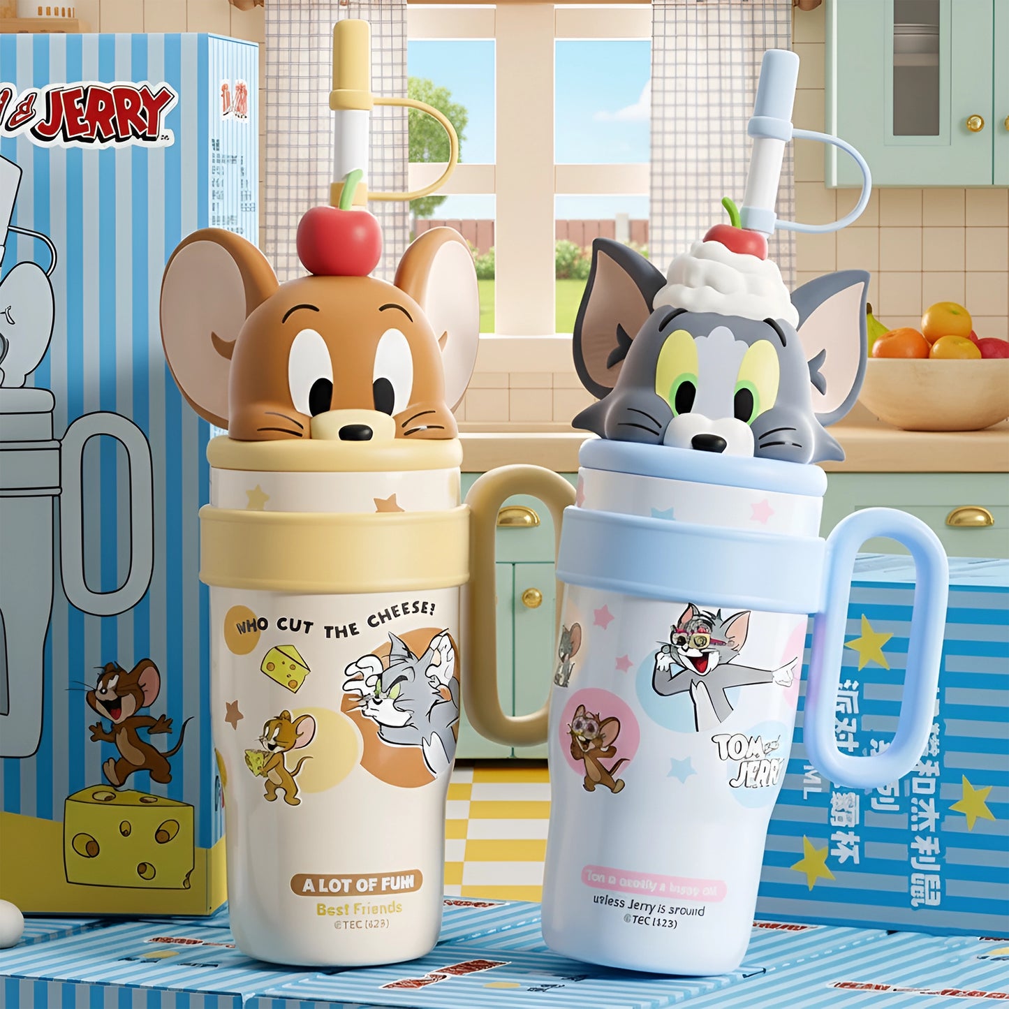 Tom and Jerry Cartoon Tumbler| Stainless Steel Vacuum Insulated| 800 ml