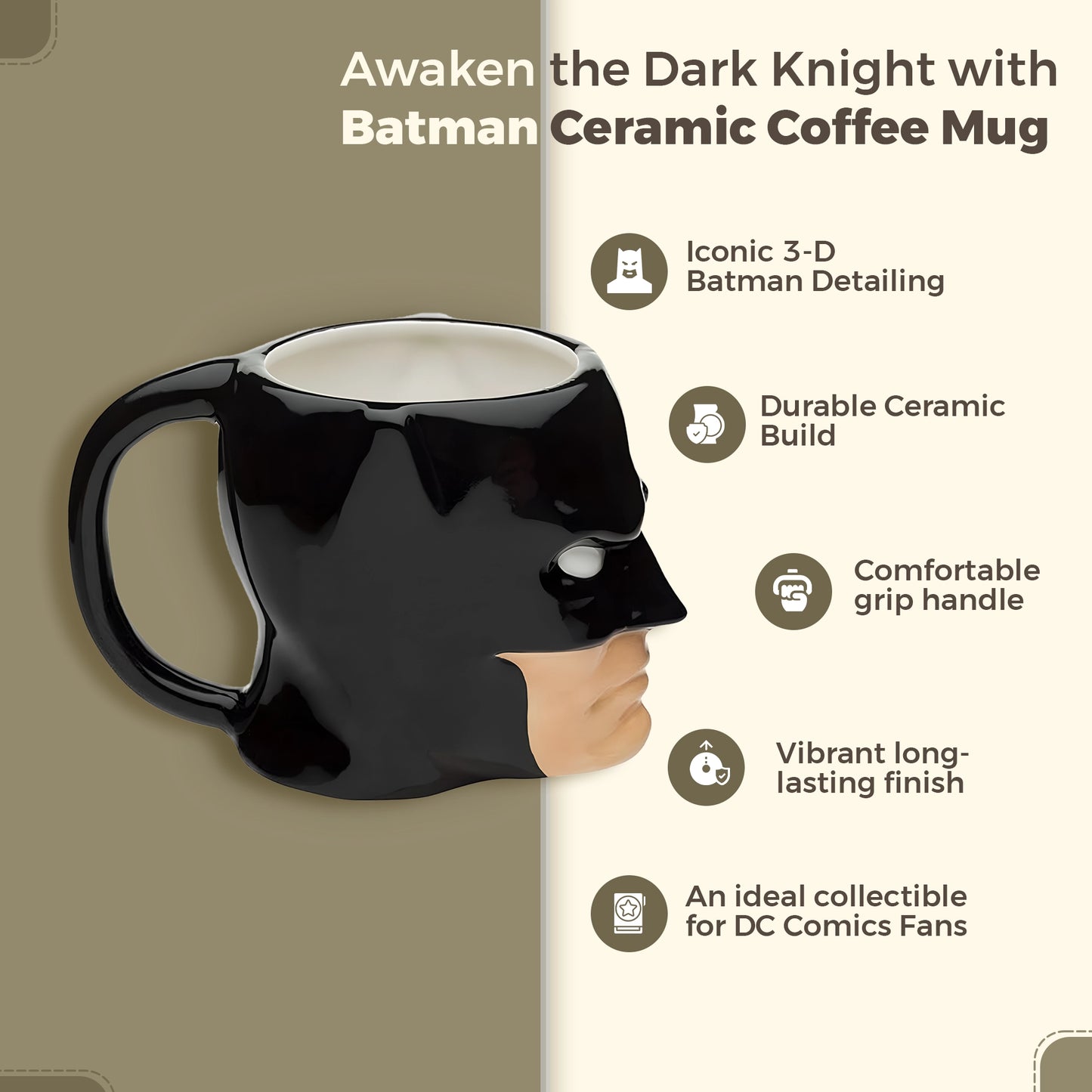 Batman Mug  Ceramic Dark Knight Cup for Tea, Coffee
