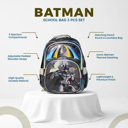 Kids Batman School Bag | 3 Pcs Set