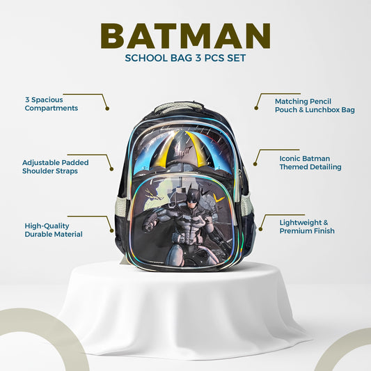 Kids Batman School Bag | 3 Pcs Set