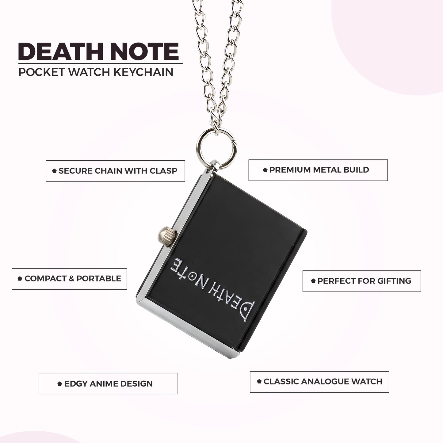 Black Death note Pocket Watch Keychain | Antique Collectible for Anime Fans