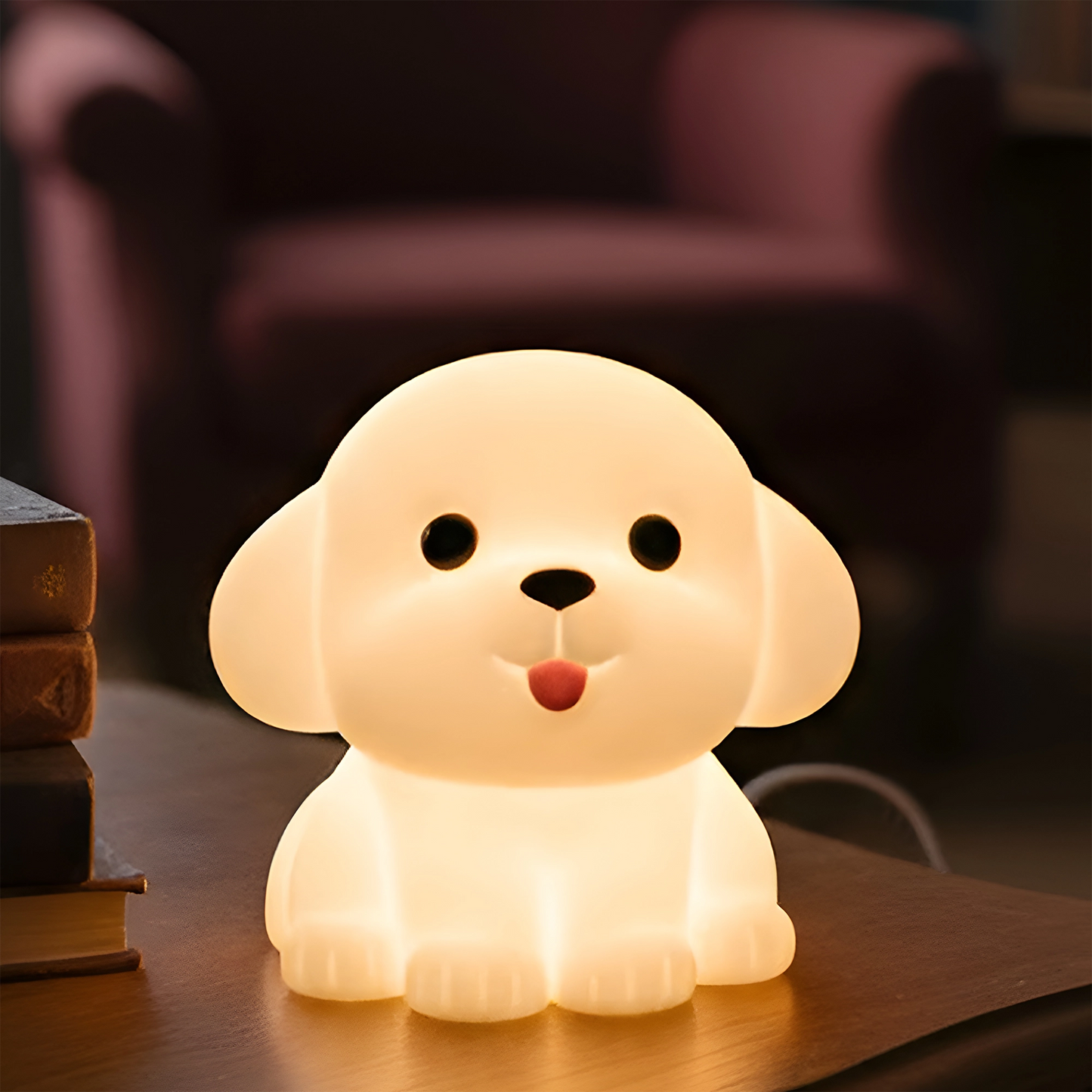 Cute White Dog Silicone Table Lamp | Squishy Puppy Light Toy For Babies & Kids
