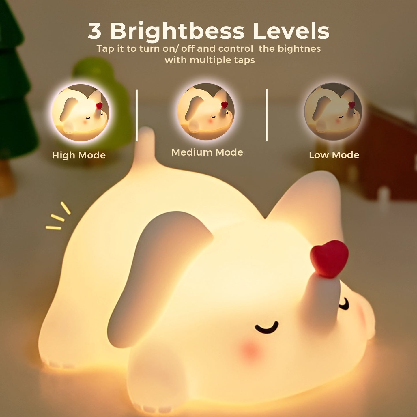 Loving Elephant Night Lamp | Cute Squishy Silicone Light Toy for Babies & Childrens