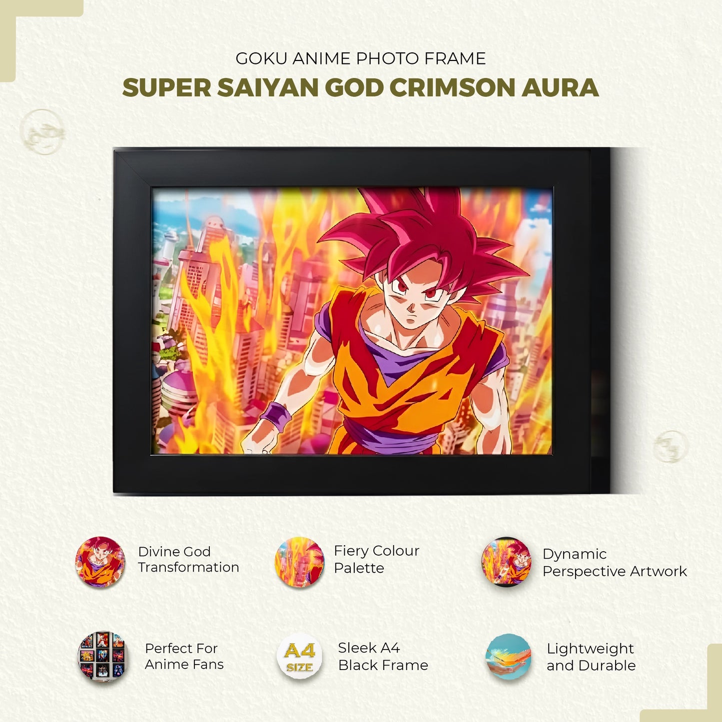 Goku Super Saiyan Photo Frame | Anime Wall Art | A4 Size