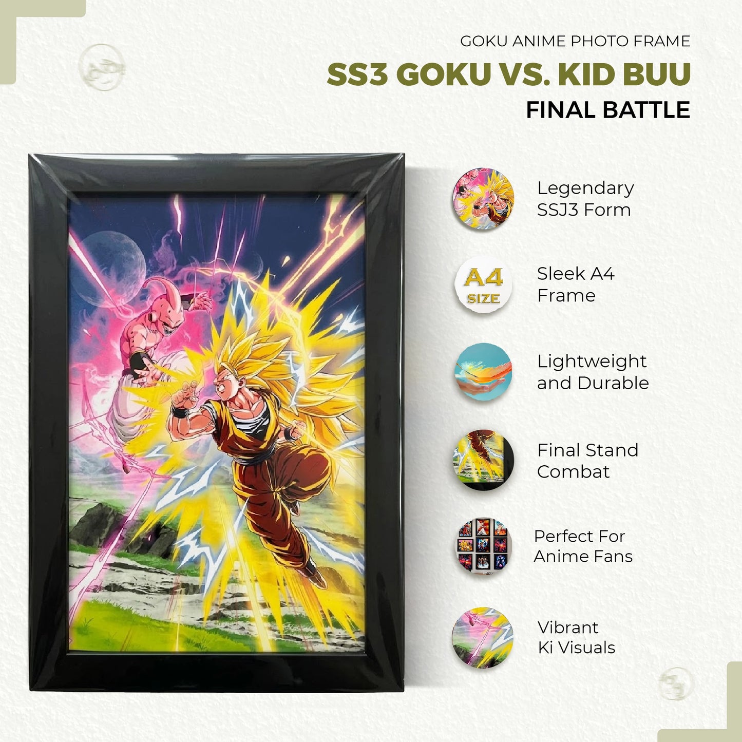 Goku Super Saiyan Photo Frame | Anime Wall Art | A4 Size