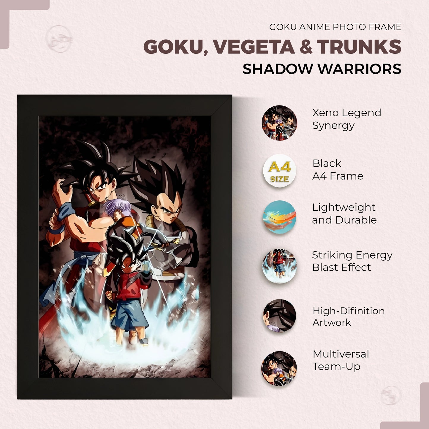 Goku Super Saiyan Photo Frame | Anime Wall Art | A4 Size