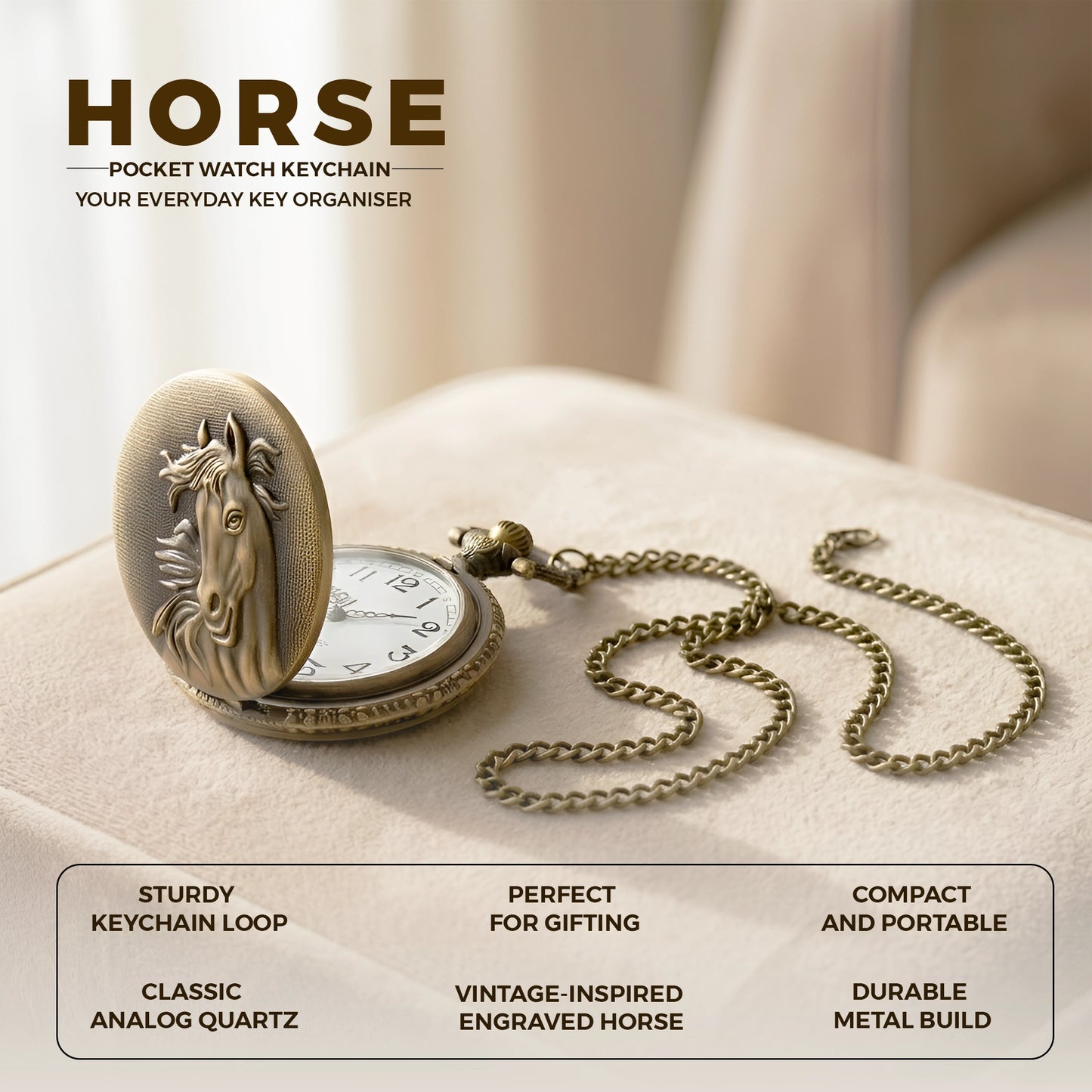 Horse Vintage Pocket Watch