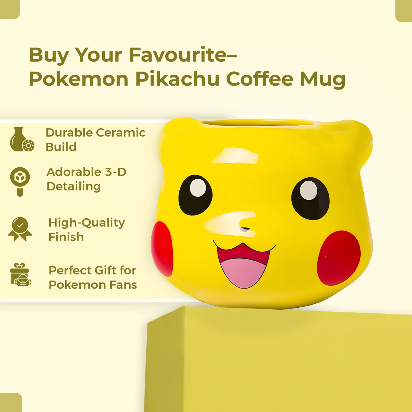 Pokemon Pikachu 3-D Sculpted Ceramic Mug for Tea and Coffee