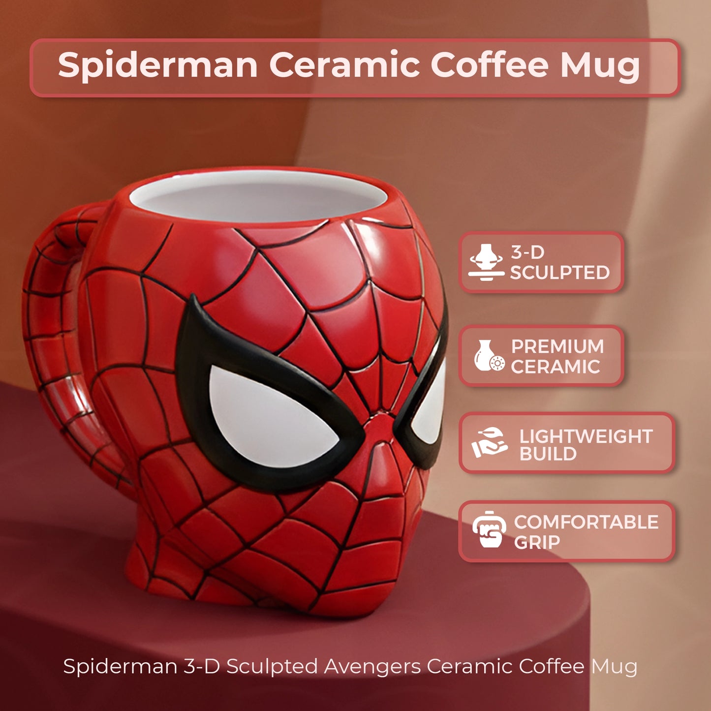 Spiderman 3-D Sculpted Avengers Ceramic Mug for Tea, Coffee