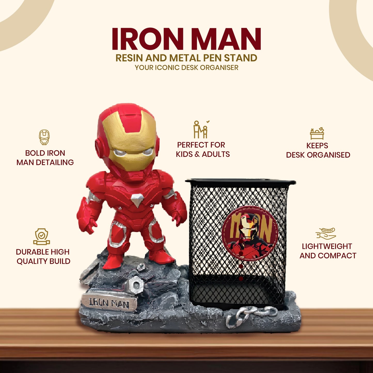 Marvel Iron Man Metal Pen Stand | Pen Holder for Desk