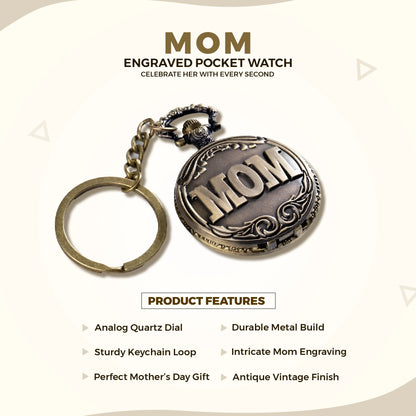 Mom Engraved Vintage Pocket Watch