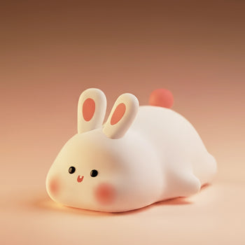 Cute Bunny Silicone Night Lamp | Squishy Rabbit Touch Lamp with 3 Level Dimmable Light | USB Rechargeable