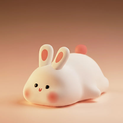 Cute Bunny Silicone Night Lamp | Squishy Rabbit Touch Lamp with 3 Level Dimmable Light | USB Rechargeable