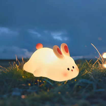 Cute Bunny Silicone Night Lamp | Squishy Rabbit Touch Lamp with 3 Level Dimmable Light | USB Rechargeable