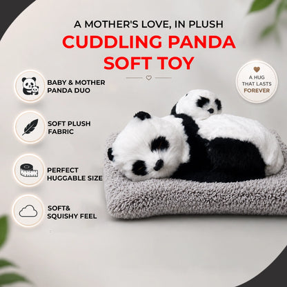 Mother & Baby Panda Soft Toy | Cute Cuddling Duo Panda Plush Toy with Cushion