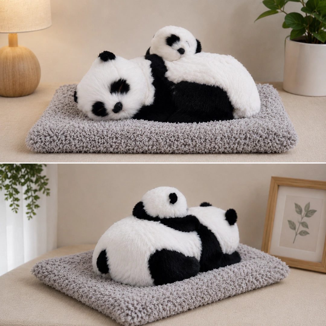 Mother & Baby Panda Soft Toy | Cute Cuddling Duo Panda Plush Toy with Cushion