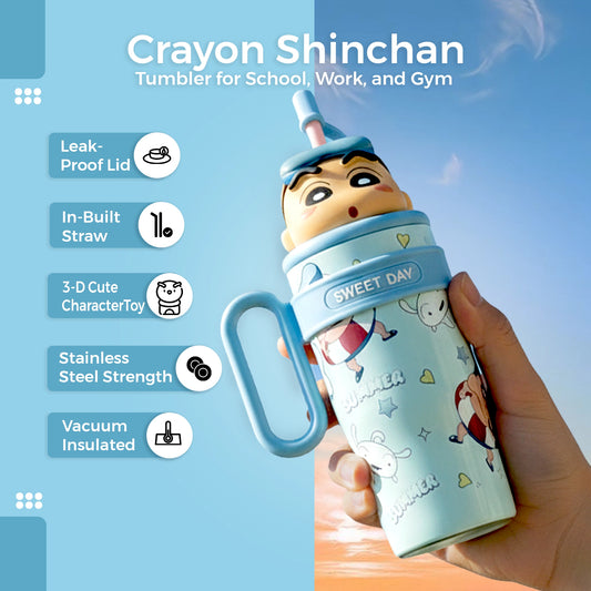 Crayon Shinchan Bottle Tumbler| Stainless Steel Strength| Vacuum Insulated| 600 ml