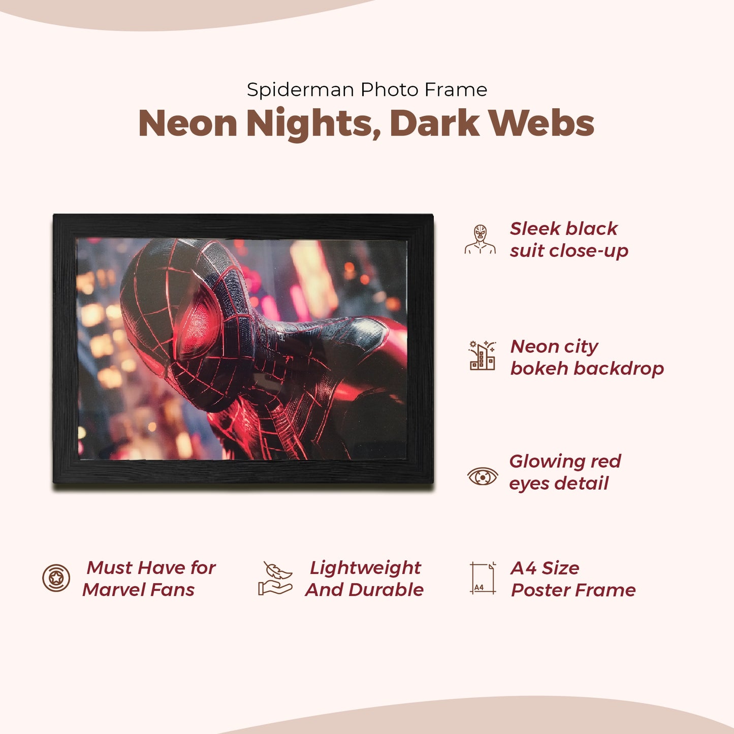 Spiderman Photo Frame | Marvel Framed Poster | A4 Size