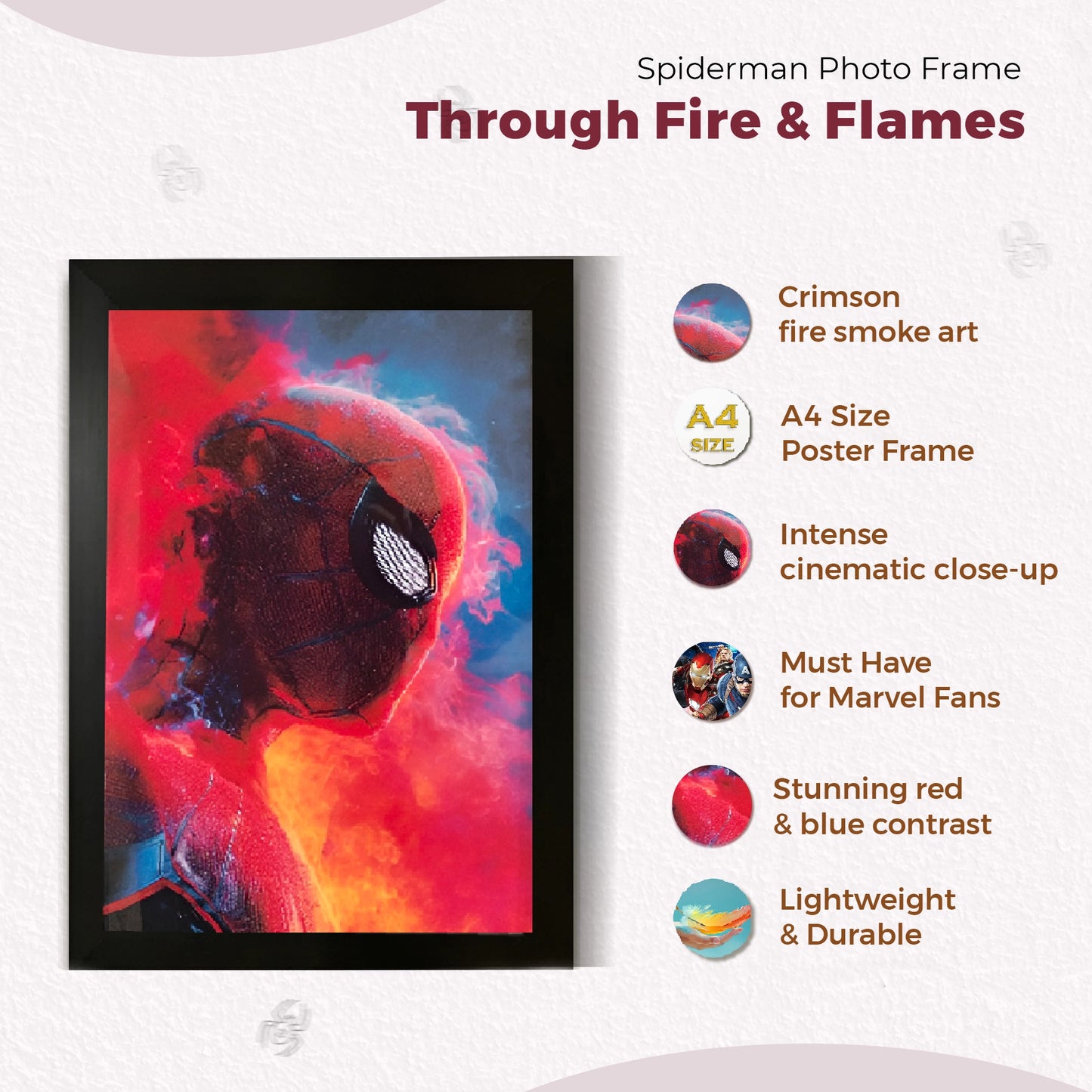Spiderman Photo Frame | Marvel Framed Poster | A4 Size