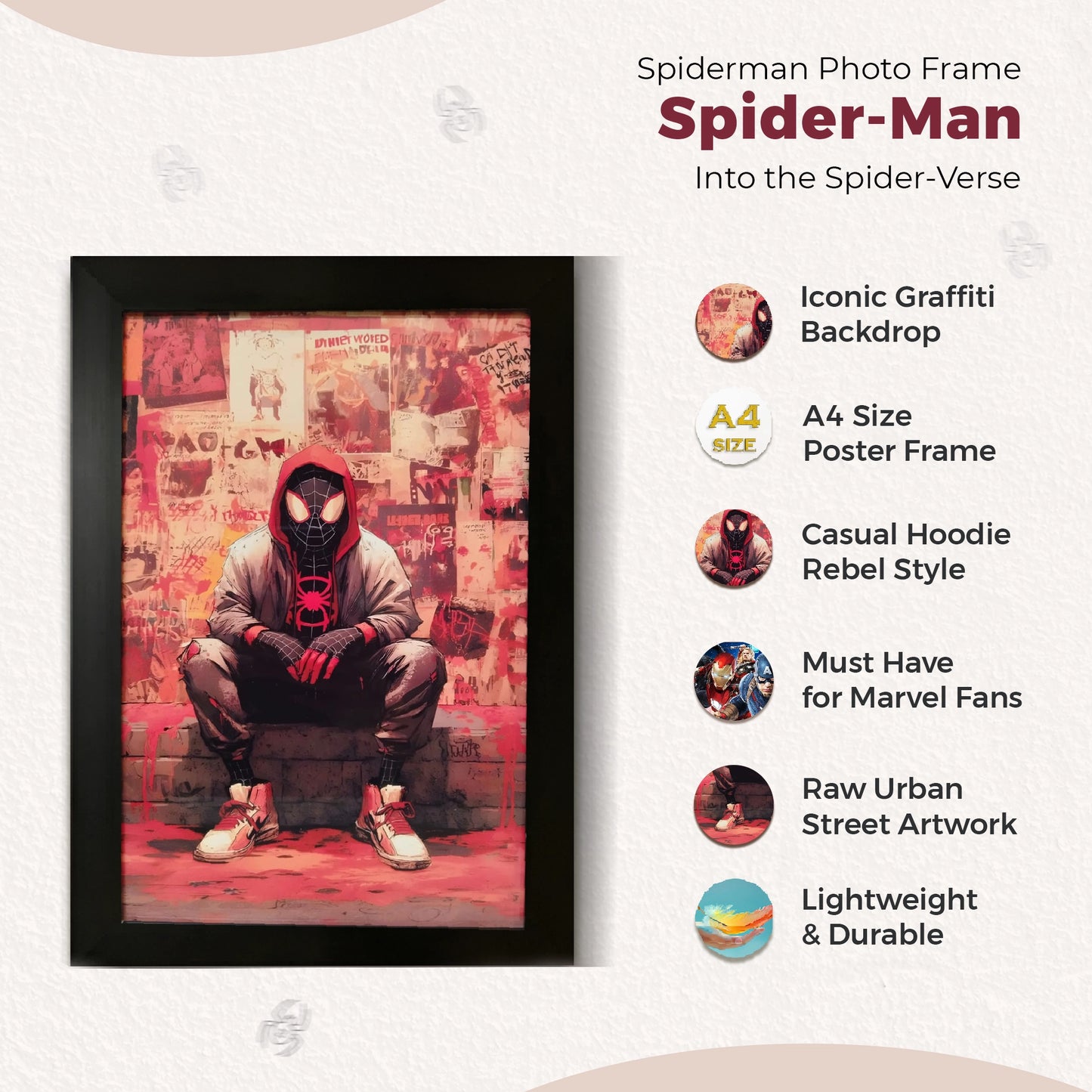 Spiderman Photo Frame | Marvel Framed Poster | A4 Size