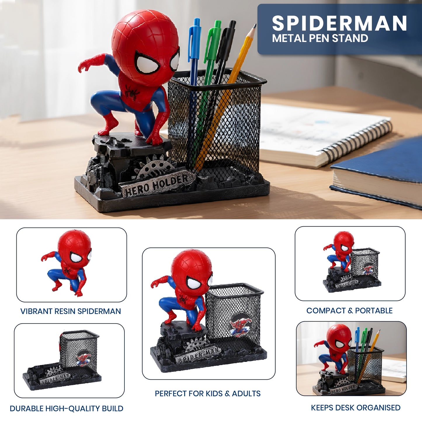 Spiderman Avenger Metal Pen Stand | Pen Holder for Desk