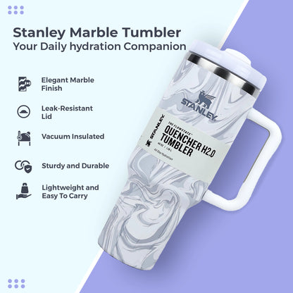 Stanley Marble Tumbler with Leak-Proof Lid and Straw | Vacuum Insulated | For Coffee, Juice | 1.18 Litres