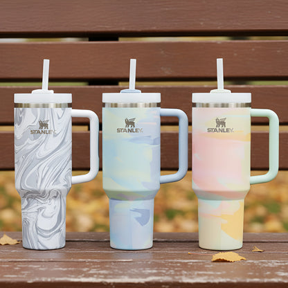 Stanley Marble Tumbler with Lid and straw 1.18l