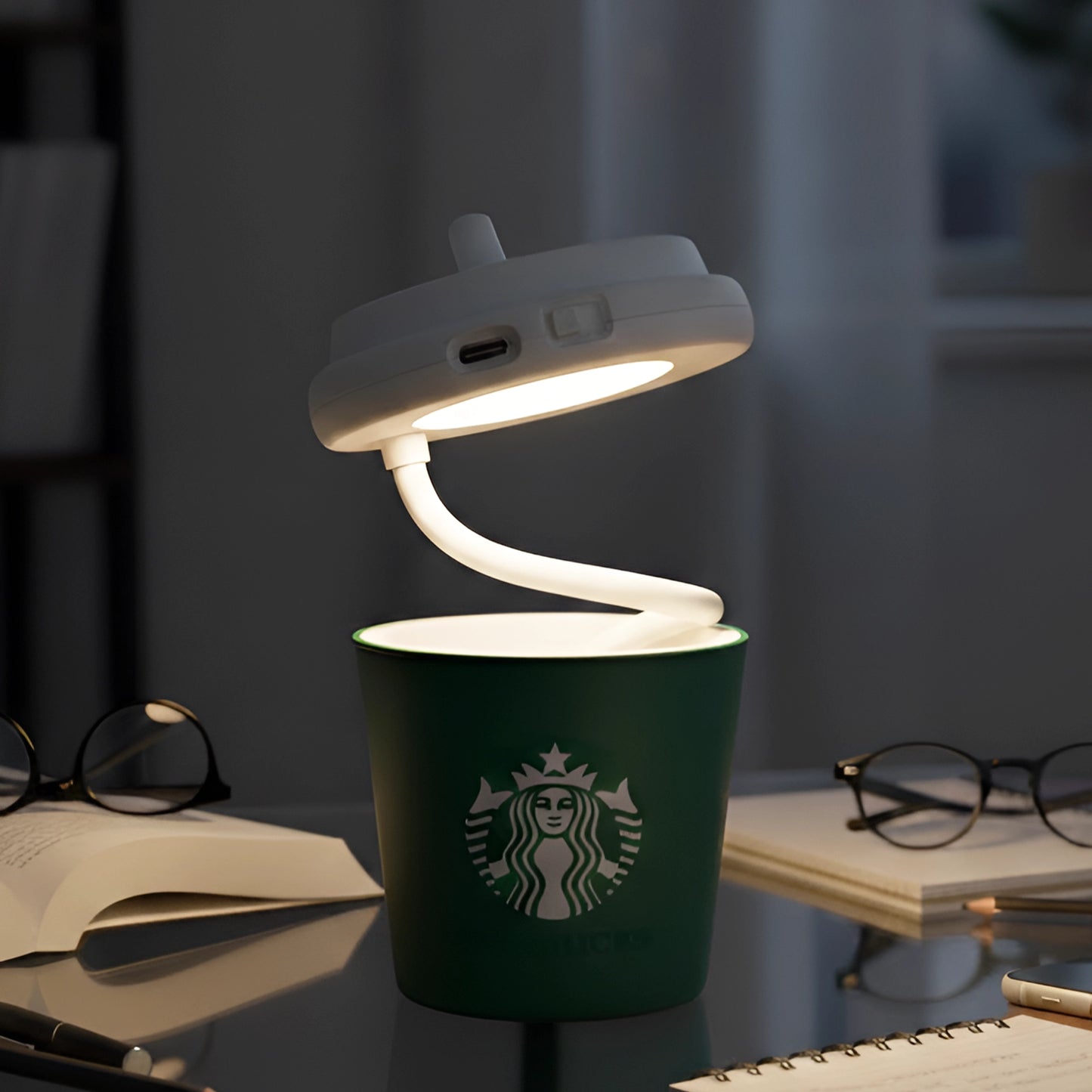 Mini Starbucks Coffee Cup Lamp | USB Rechargeable | Lamp Cum Pen Stand