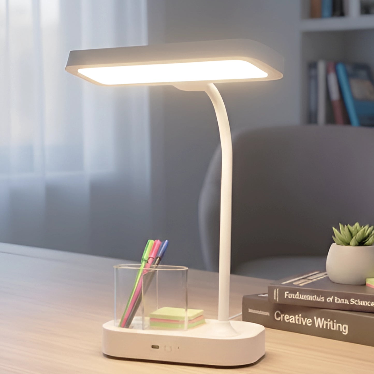 Rechargeable LED Study Lamp with Adjustable Head | In-Built Pen Holder